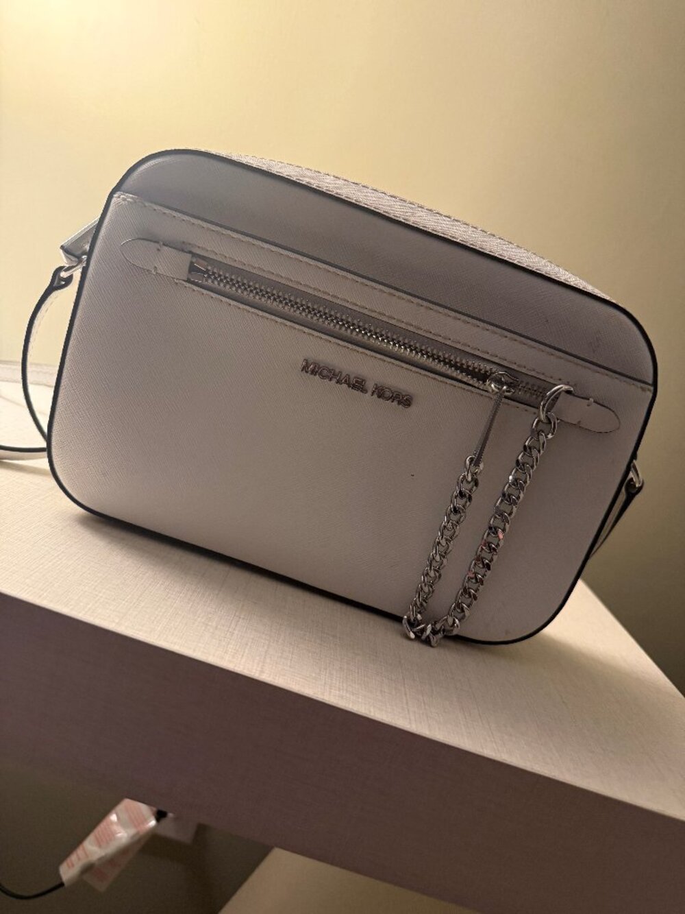 White MK bag w/ silver chain